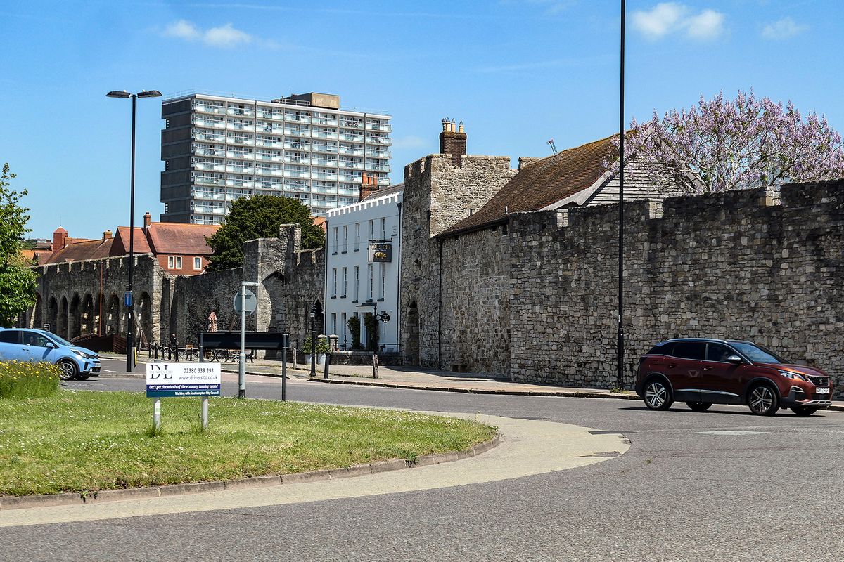 The medieval town walls on the Western Esplanade